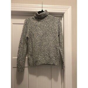 Women's Lands End Heather Gray Turtleneck Long Sleeve Sweater Size Medium Petite